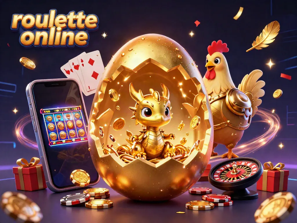 Experience thrilling roulettes online with a dazzling 3D golden dragon and casino elements.