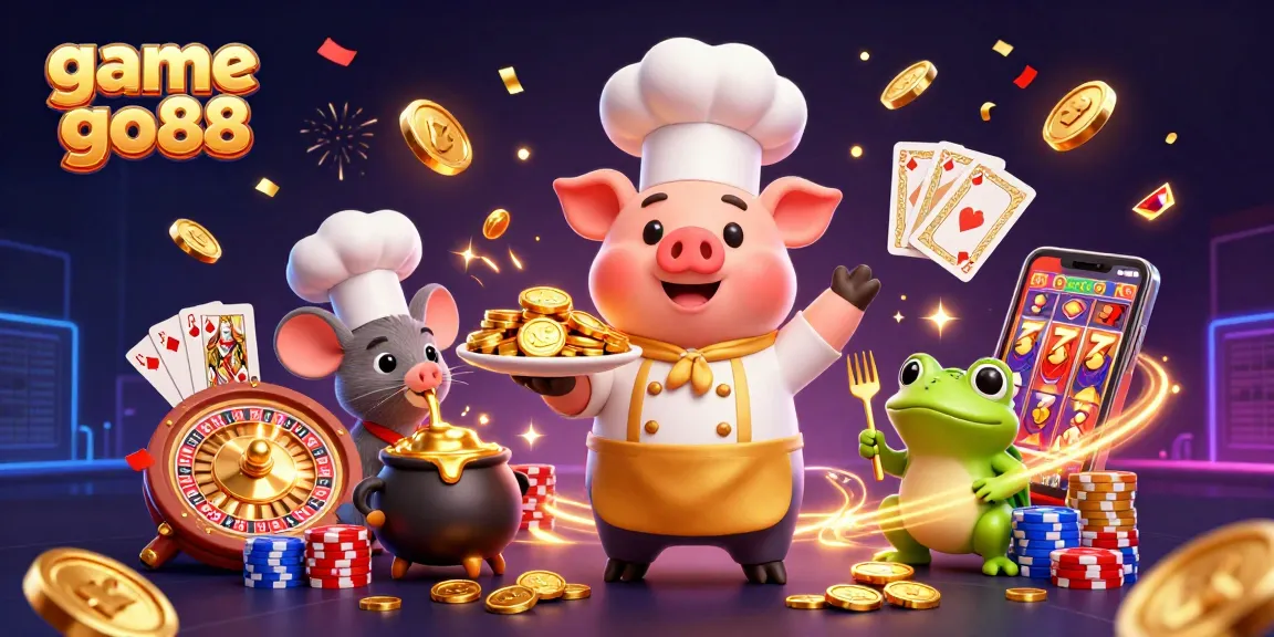 Engage with game go88 through an exciting scene featuring golden coins and colorful poker chips.