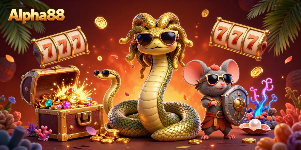 Play exciting slot games at Alpha88 with lucky reels, golden coins, and vibrant casino elements.