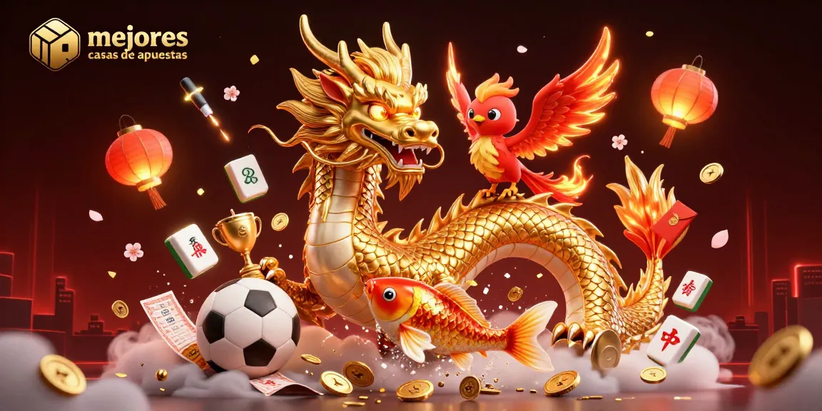 Apuesta en las mejores casas de apuestas con un emocionante dragón chino y elementos de juego en 3D.