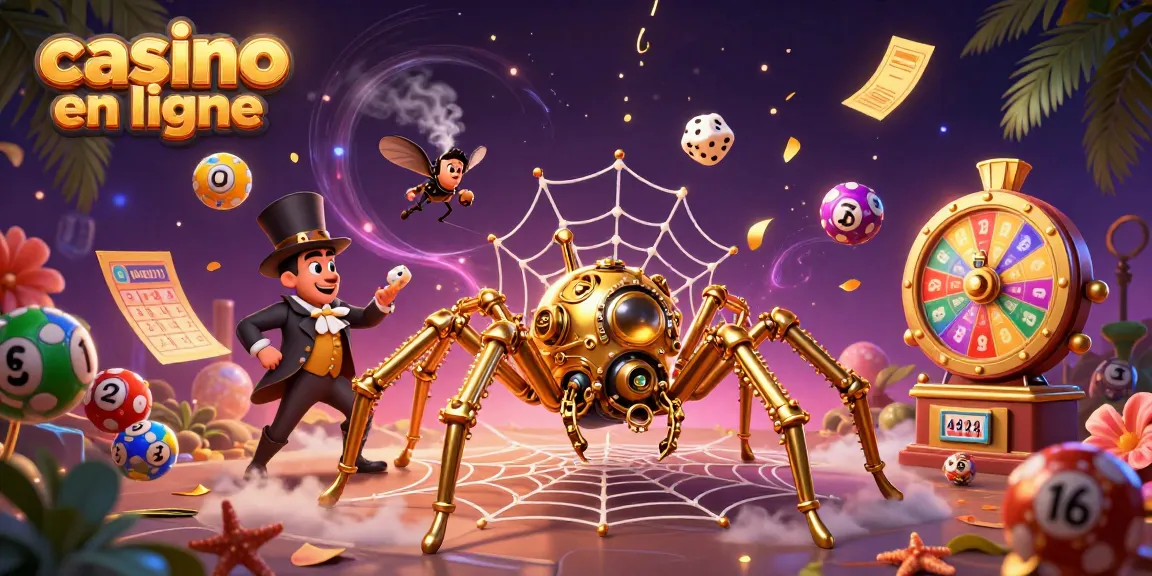 Jouez au casino en ligne avec ce visuel captivant d'une toile en or et des éléments de jeu dynamique.
