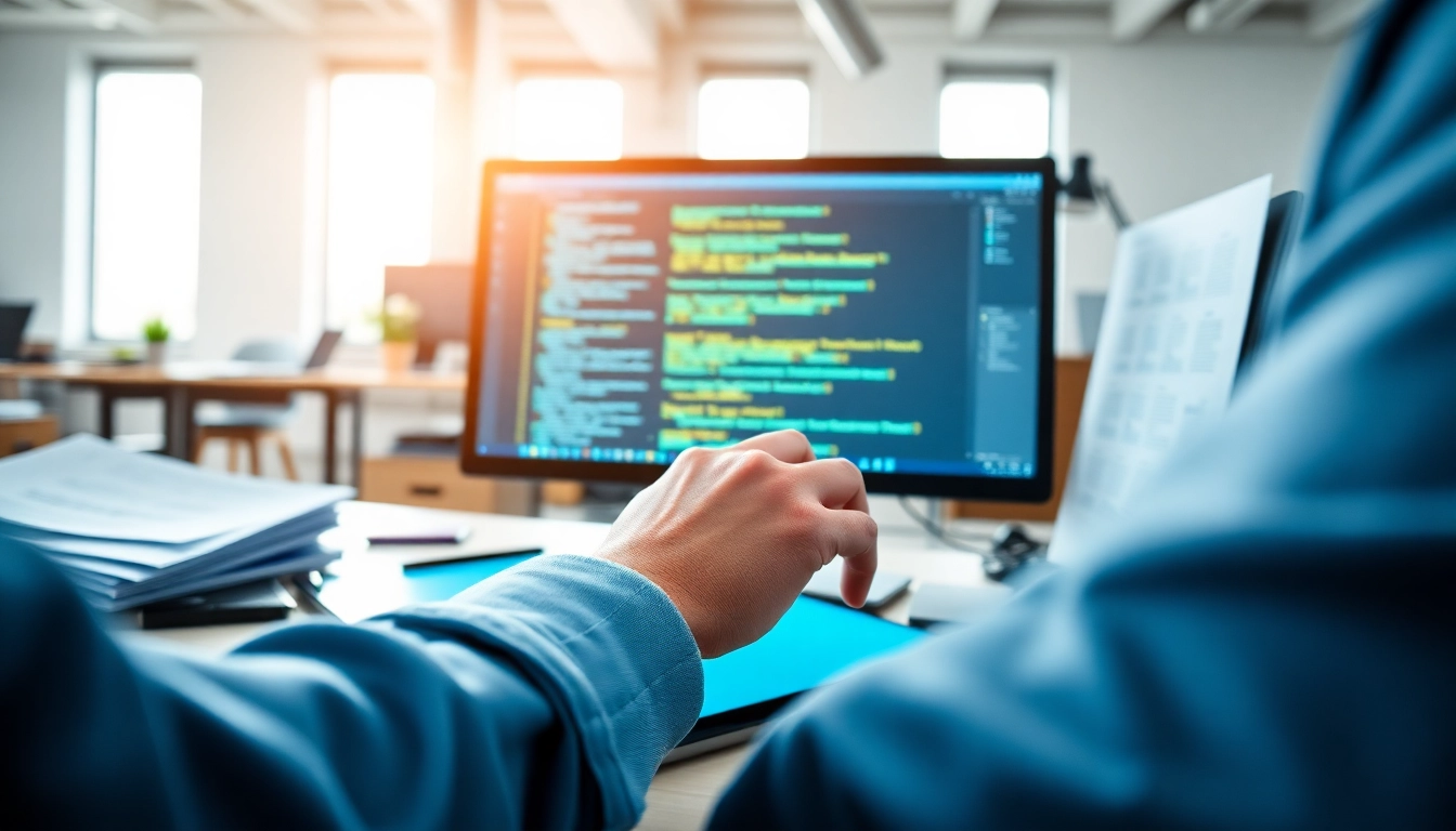 Enhance your business with Custom Shopify development in a modern workspace illustrating creativity.